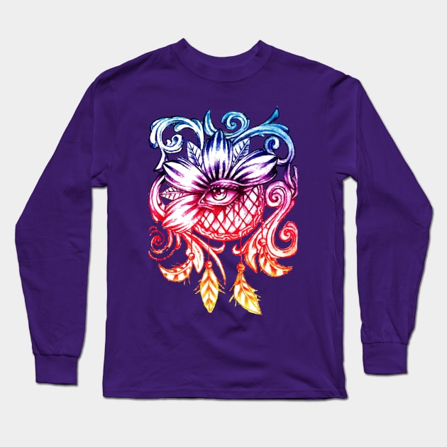 Dream Catcher Eye Flower Long Sleeve T-Shirt by dnlribeiro88